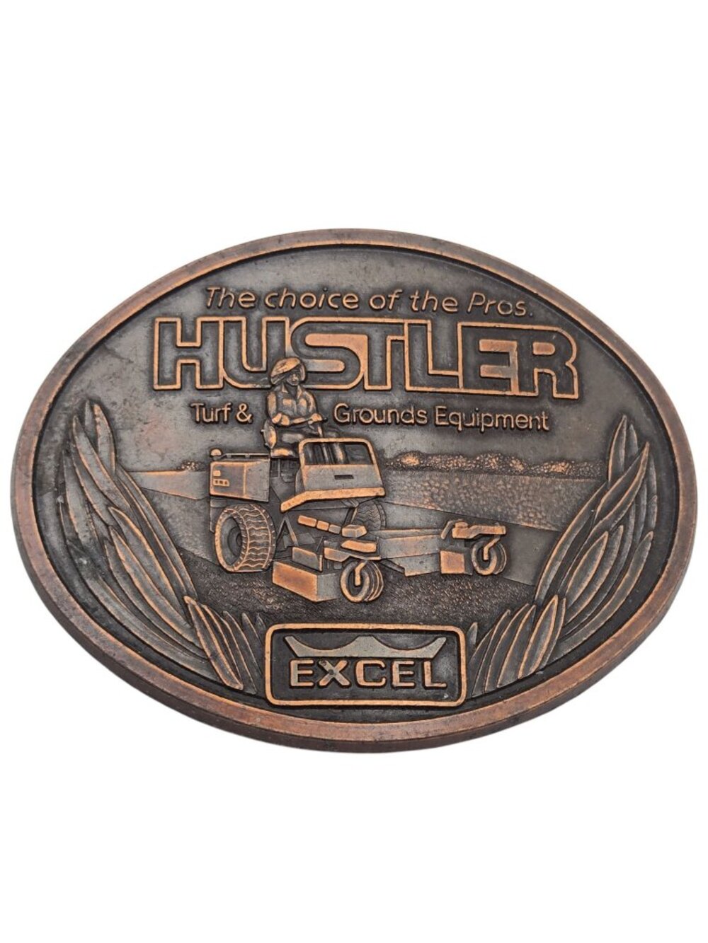 Hustler Belt Buckle Excel Industries Hesston Kansas Turf Grounds Lawn Mower Vtg